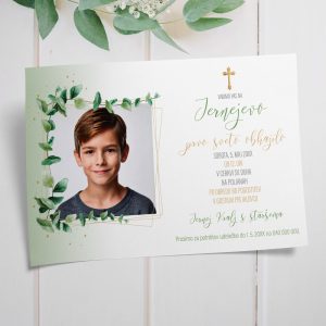 Vabilo za obhajilo "Zeleneč kvadrat"